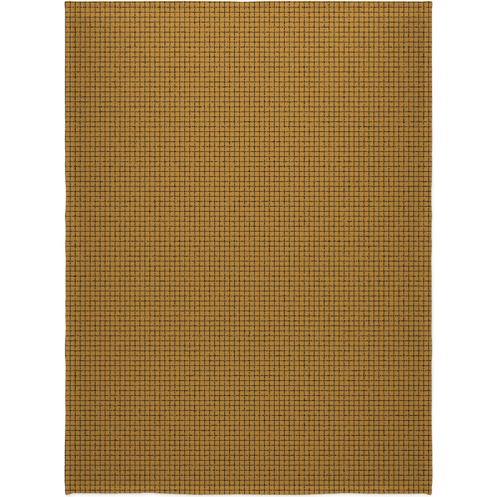 Square Grid Blanket, Plush Fleece, 60x80, Brown