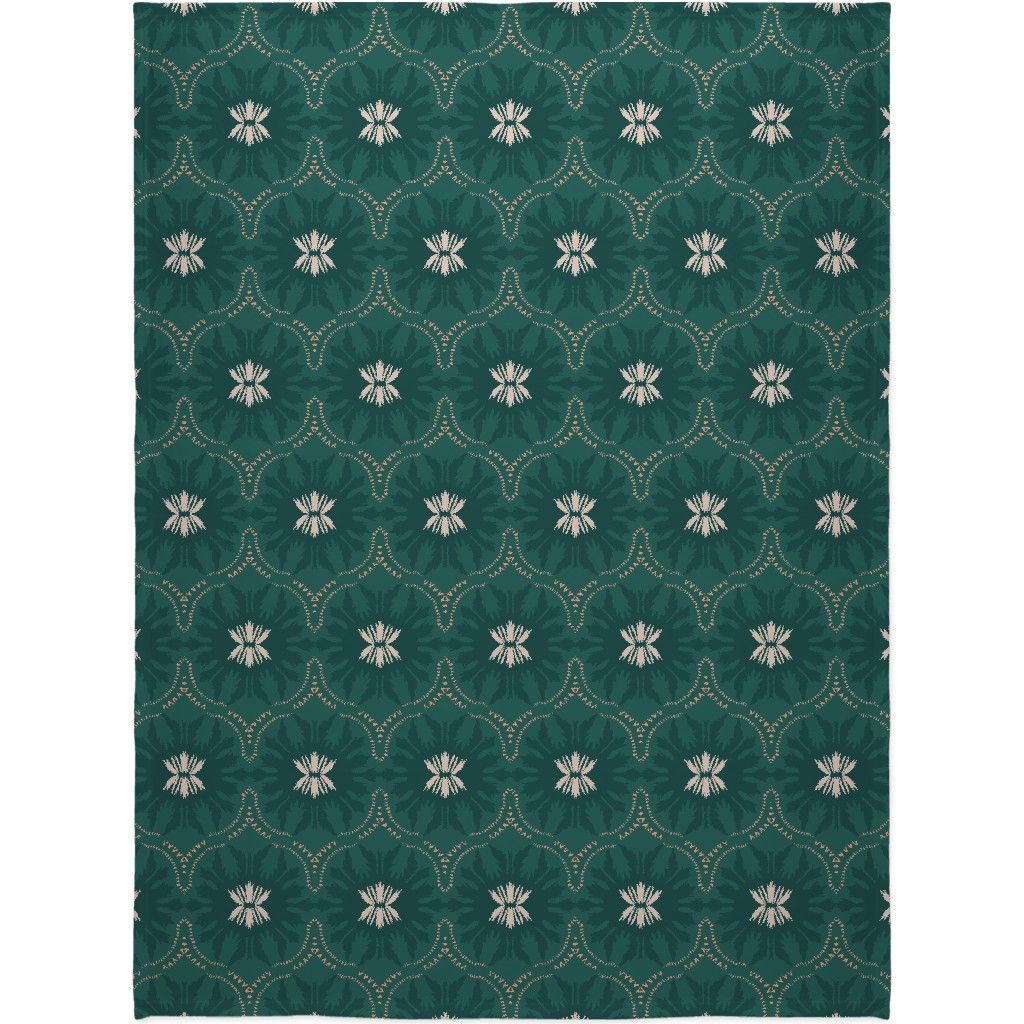 Jasmin Wildflower - Green Blanket, Plush Fleece, 60x80, Green