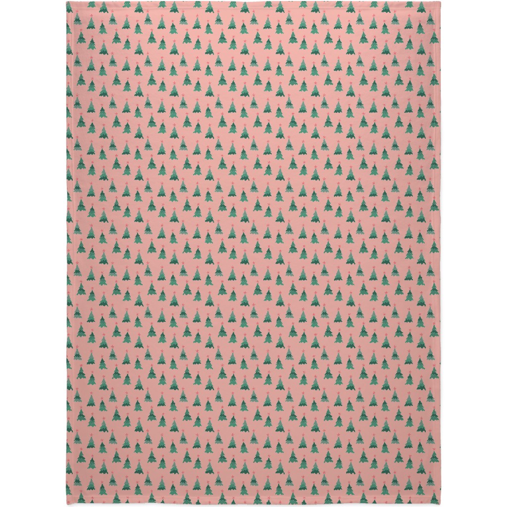 Modern Christmas Trees Blanket, Plush Fleece, 60x80, Pink, Bright Pink