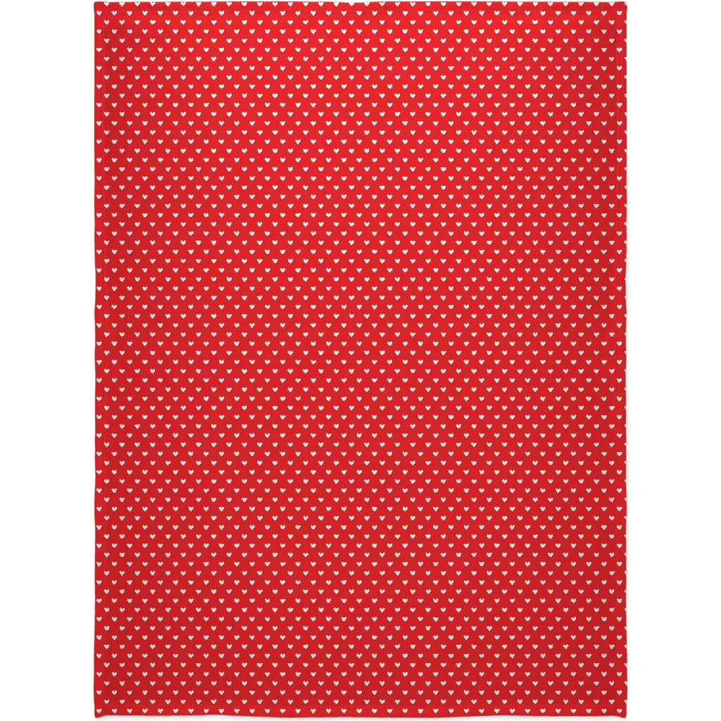 Love Hearts - Red Blanket, Plush Fleece, 60x80, Red, Red