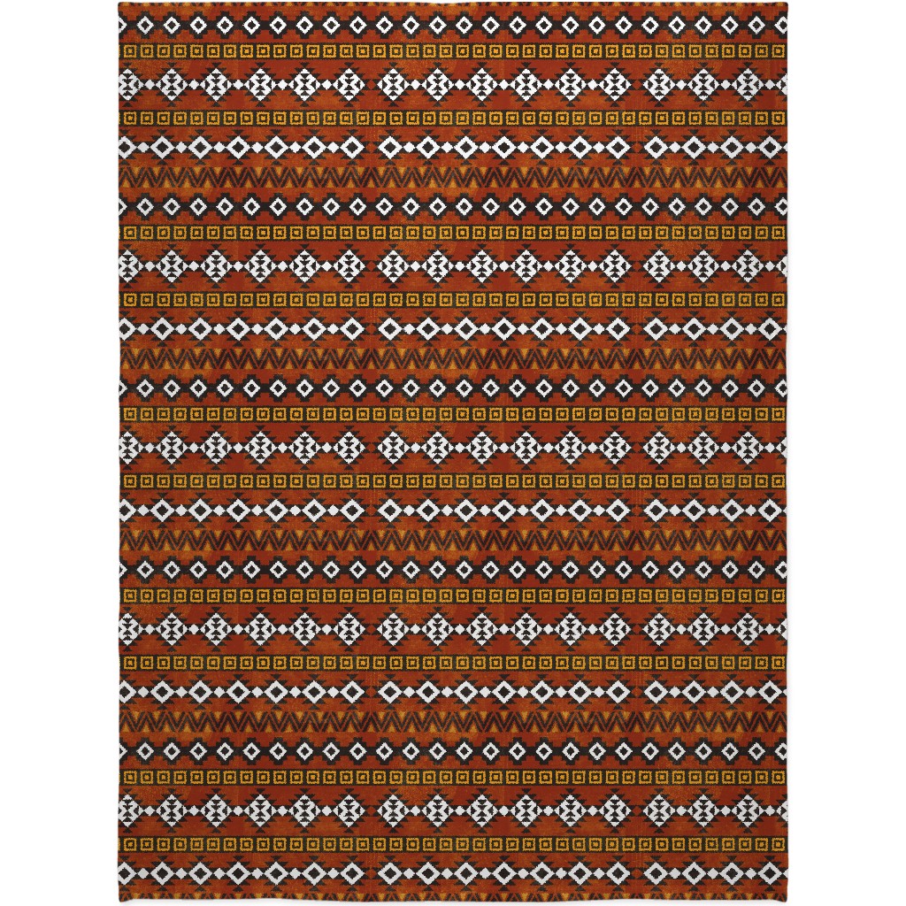 Modern Desert - Rust Blanket, Plush Fleece, 60x80, Orange, Orange