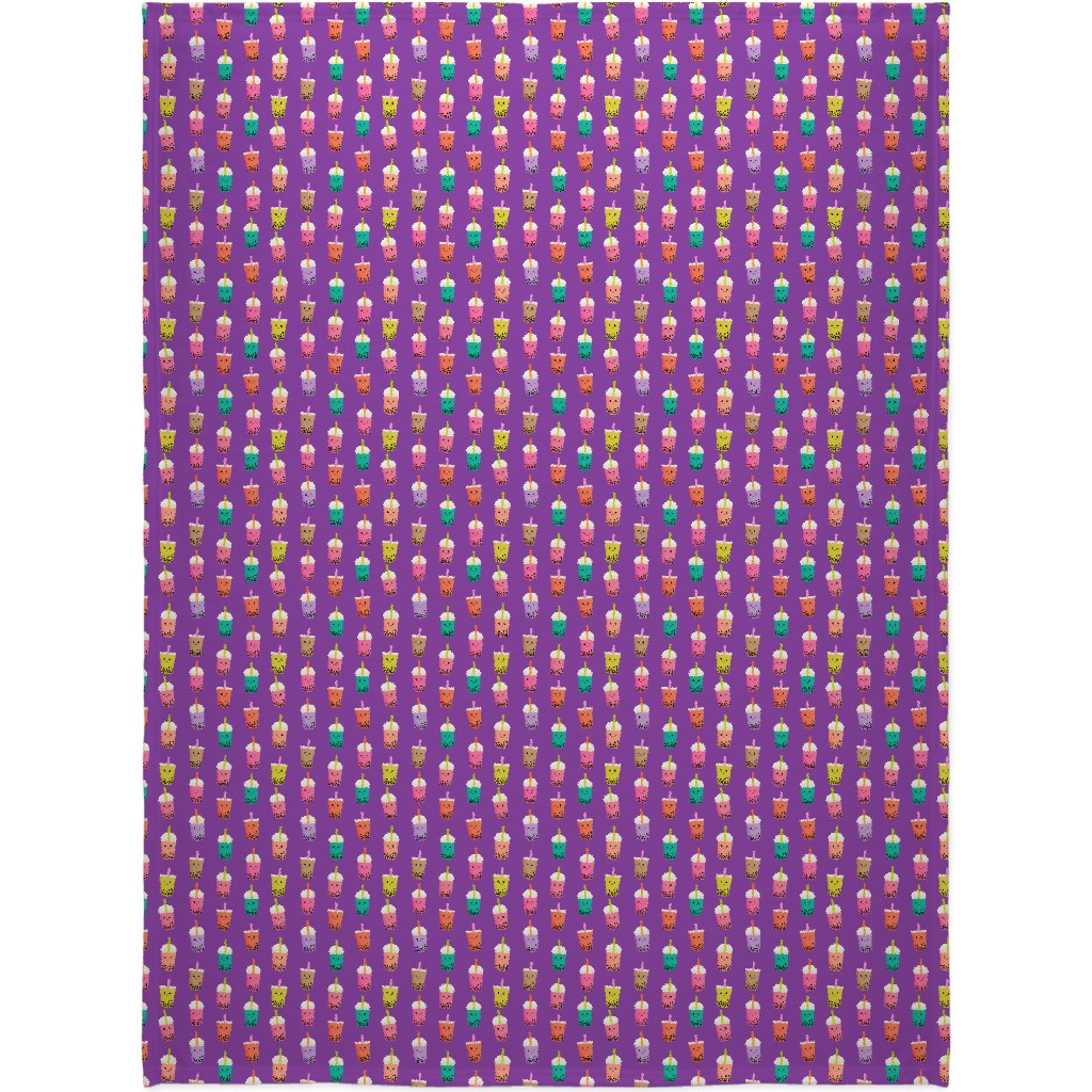 Boba Tea Blanket, Plush Fleece, 60x80, Purple