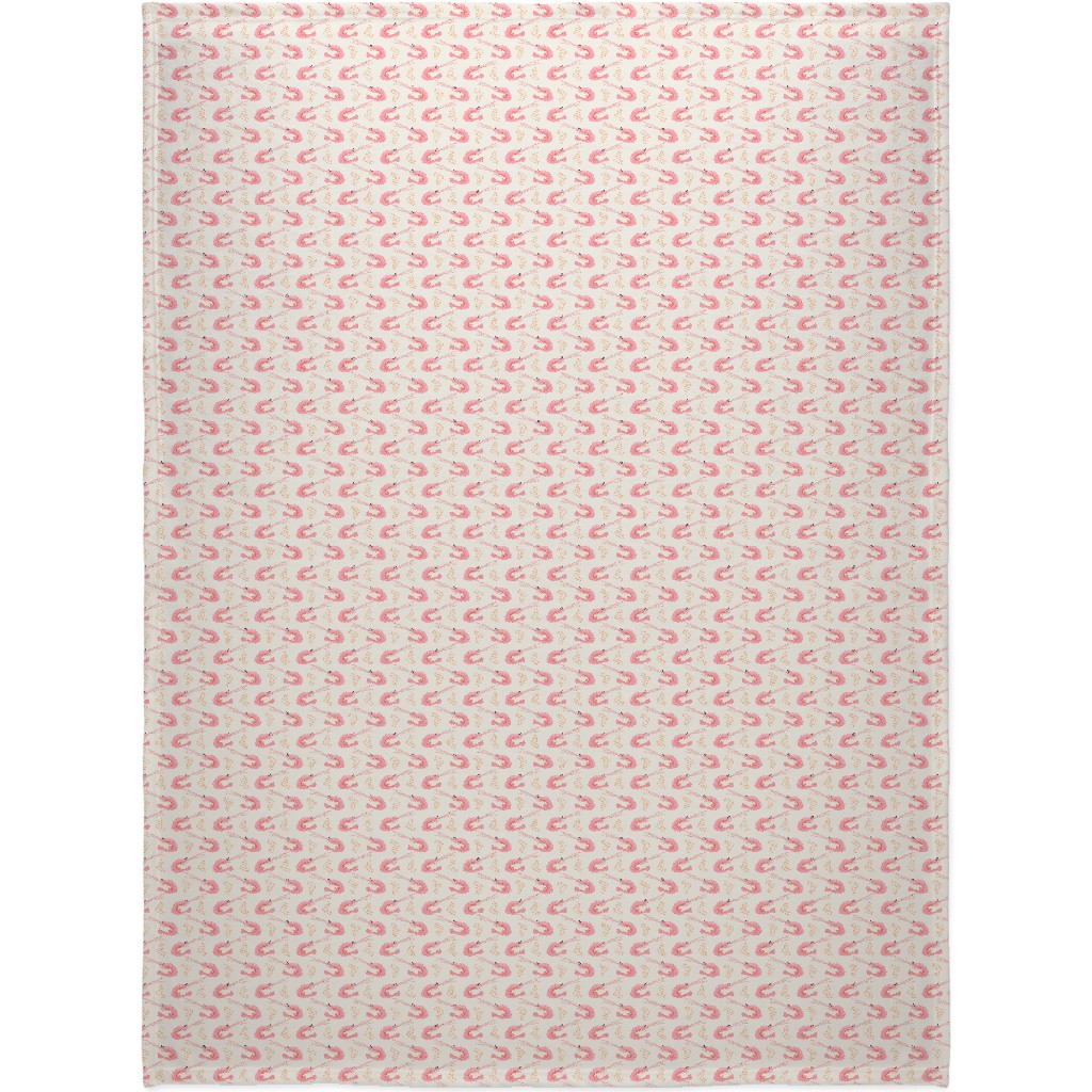Zigzag Shrimps - Pink Blanket, Plush Fleece, 60x80, Pink