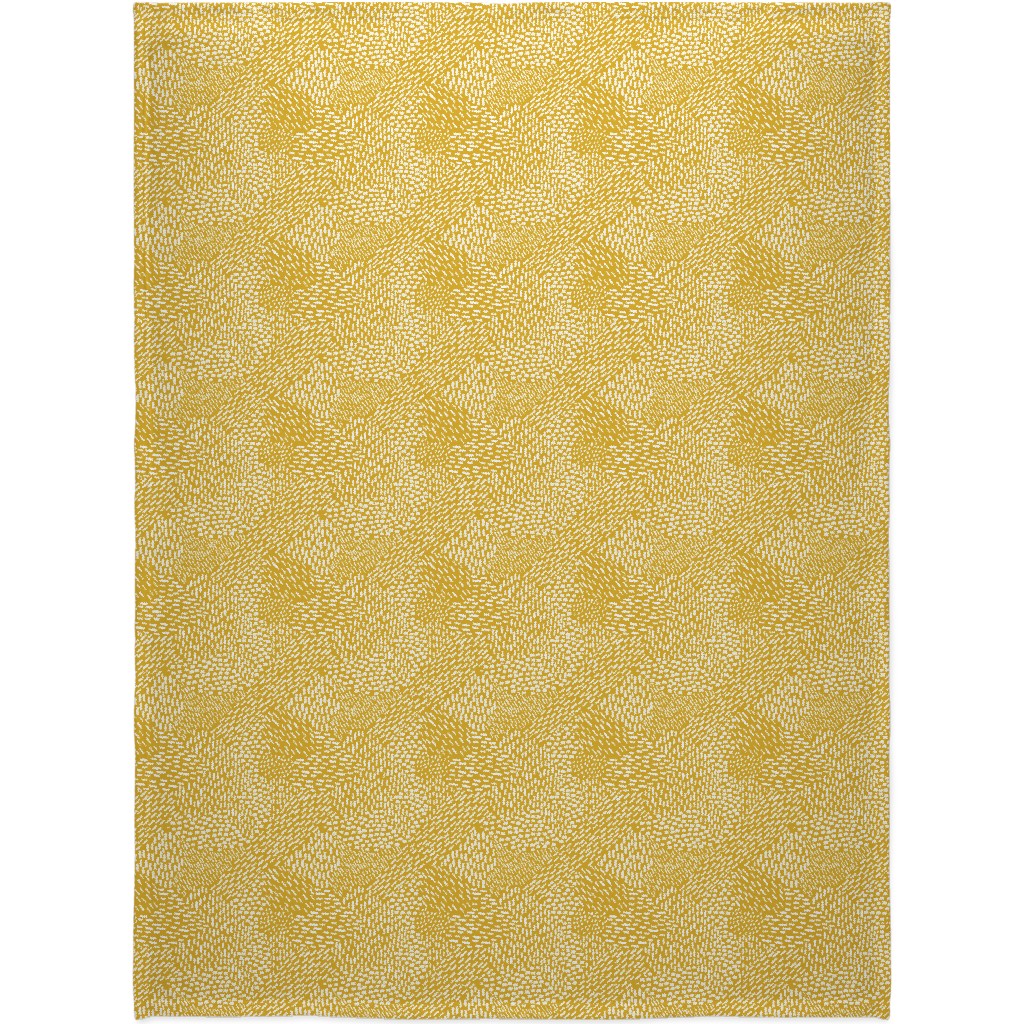 Abstract Brushstrokes Blanket, Plush Fleece, 60x80, Yellow, Marigold