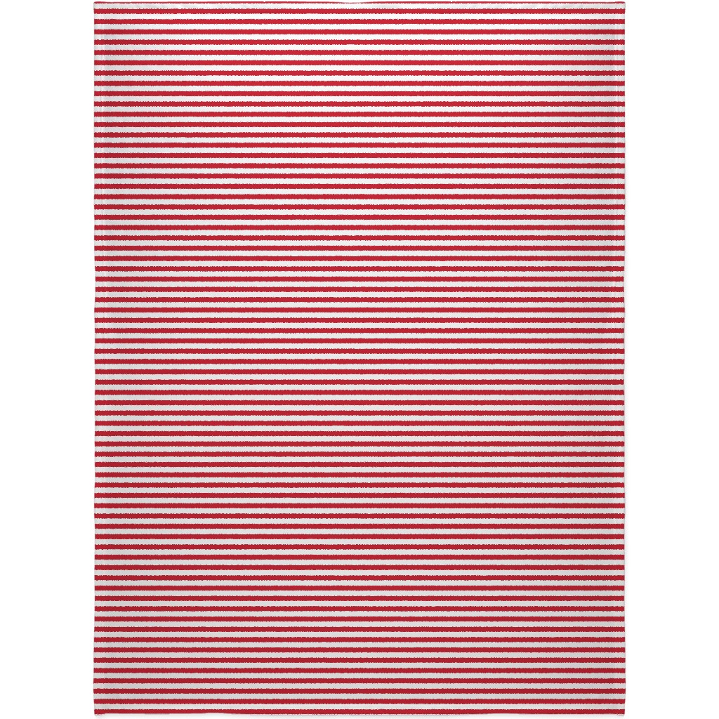 Stripes - Red and White Blanket, Plush Fleece, 60x80, Red