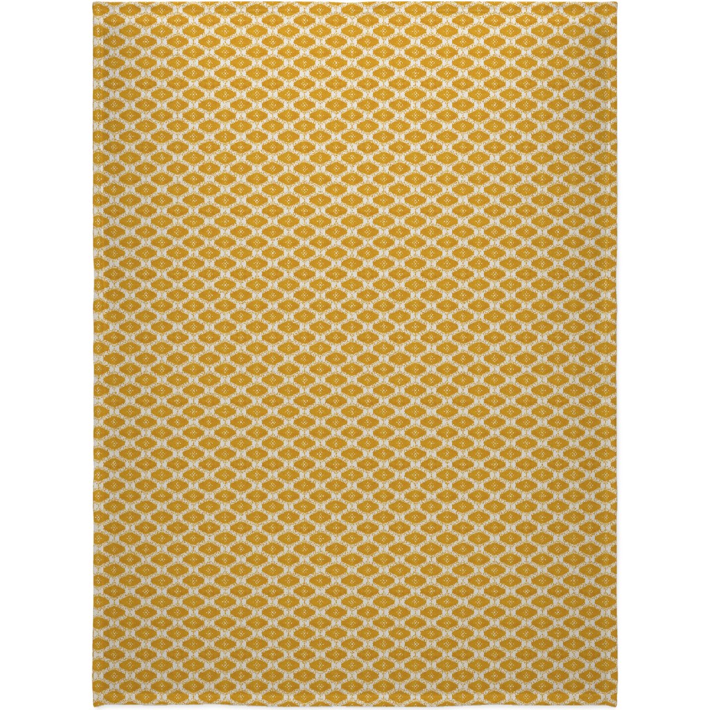 Stella Ikat - Yellow Blanket, Plush Fleece, 60x80, Yellow