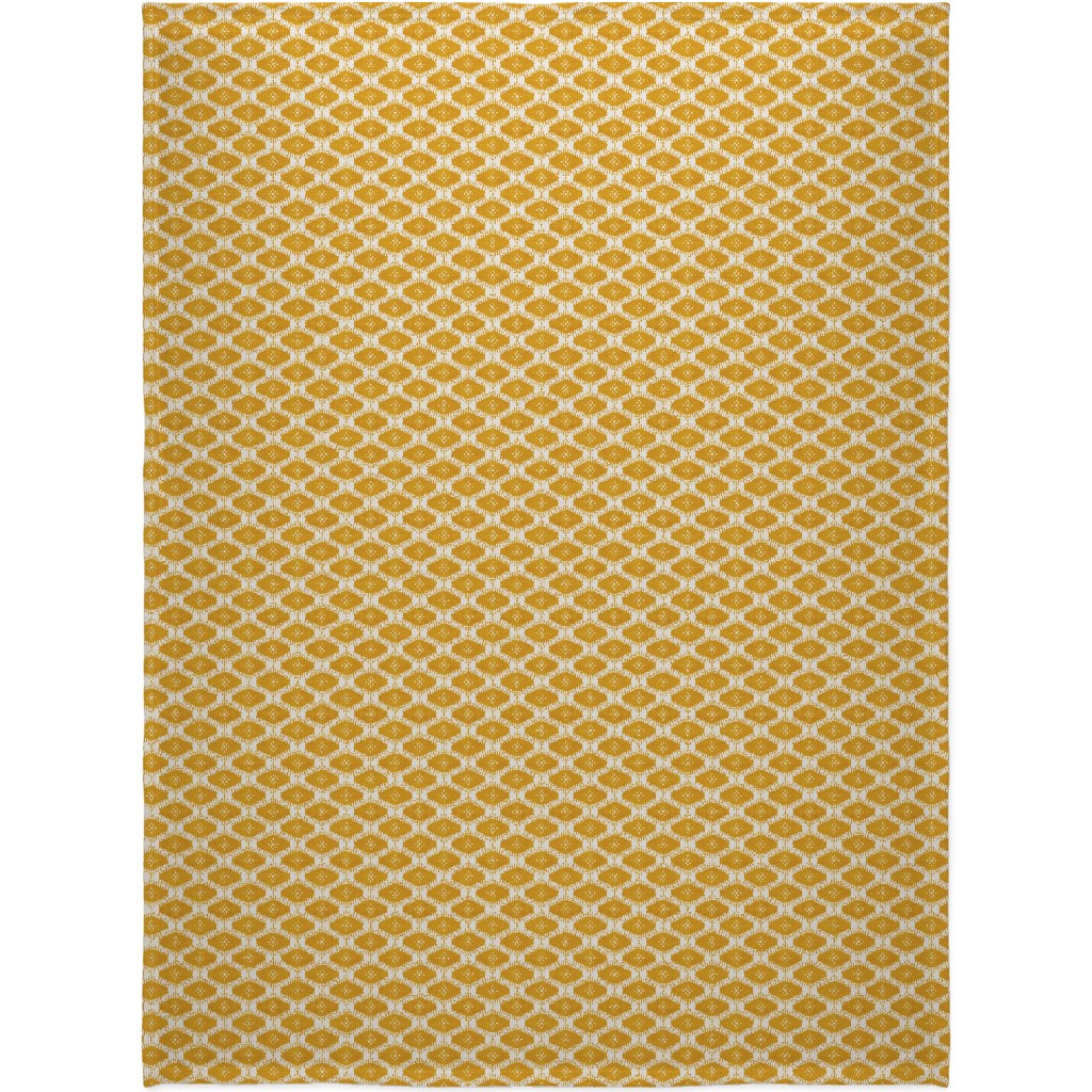 Stella Ikat - Yellow Blanket, Plush Fleece, 60x80, Yellow, Classic Yellow