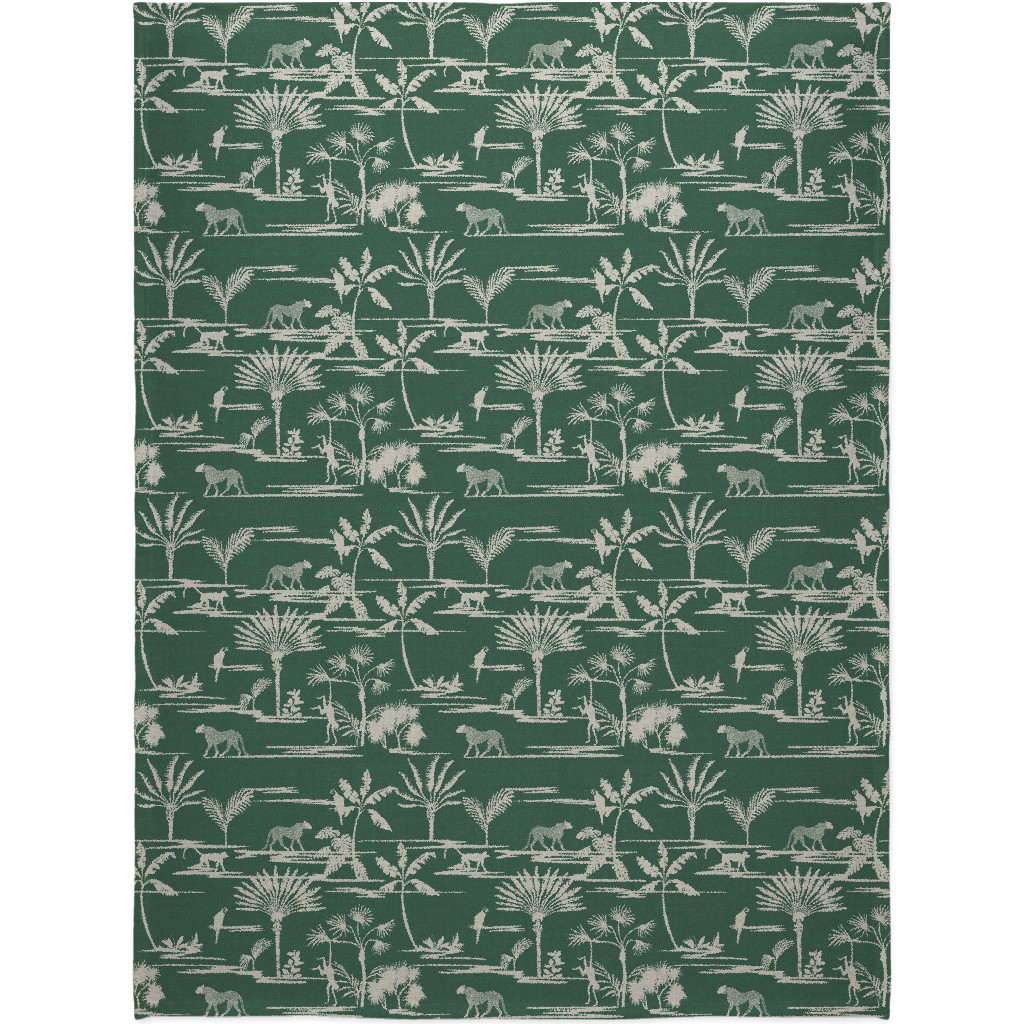 Jungle Thrive - Green Blanket, Plush Fleece, 60x80, Green, Classic Green