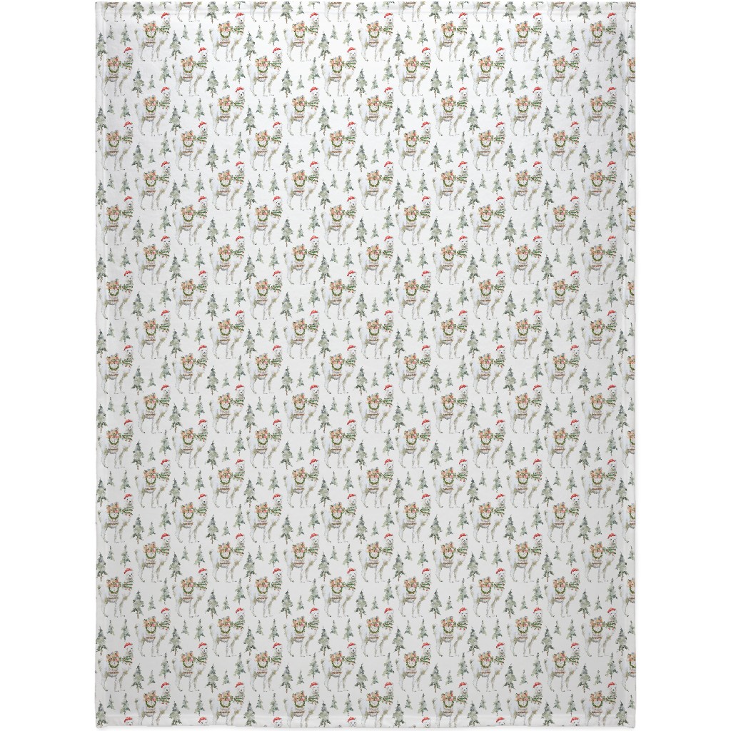 Winter Christmas Llama - Multi Blanket, Plush Fleece, 60x80, Multicolor