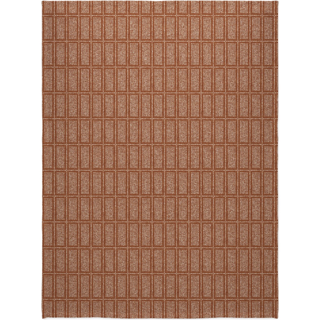 Dotty Boho Geometric - Ginger Blanket, Plush Fleece, 60x80, Orange, Orange