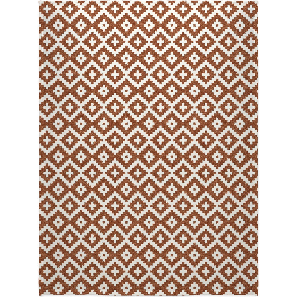 Geometric Woven Aztec - Ginger Blanket, Plush Fleece, 60x80, Brown, Brown