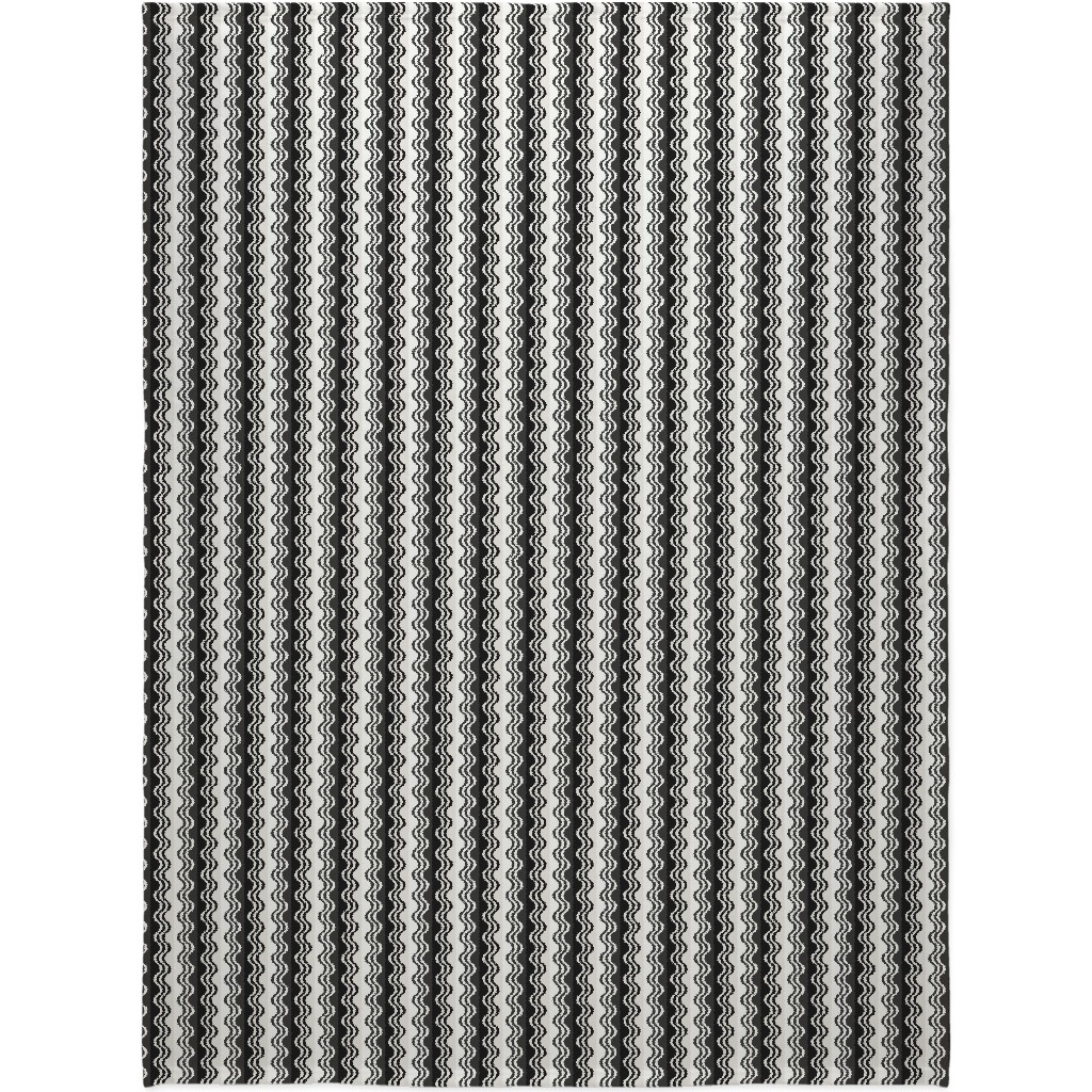 Sea Shell Waves - Grey Blanket, Plush Fleece, 60x80, Black