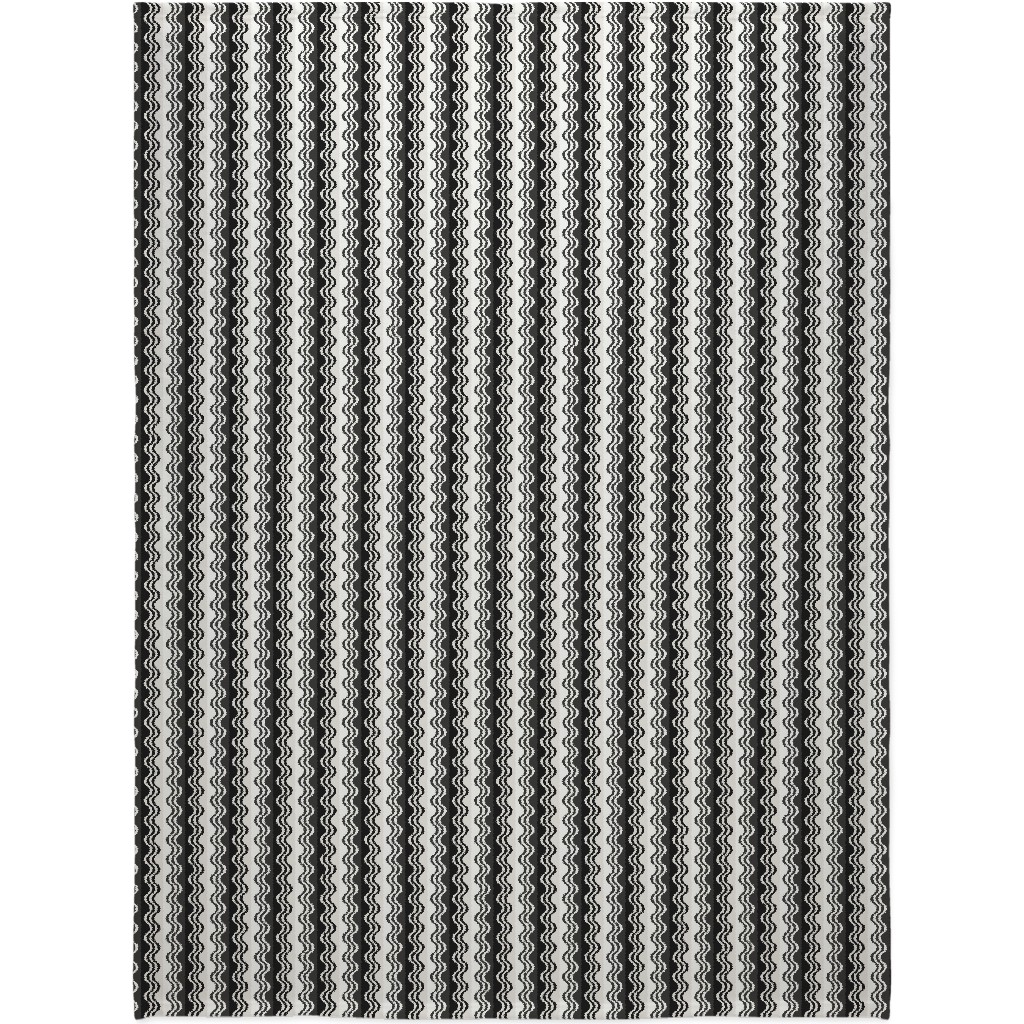 Sea Shell Waves - Grey Blanket, Plush Fleece, 60x80, Black, Black