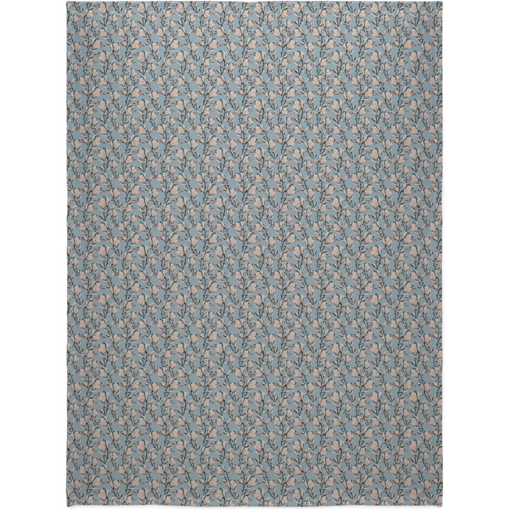 Magnolia -Dusty Blue Blanket, Plush Fleece, 60x80, Blue, True Blue