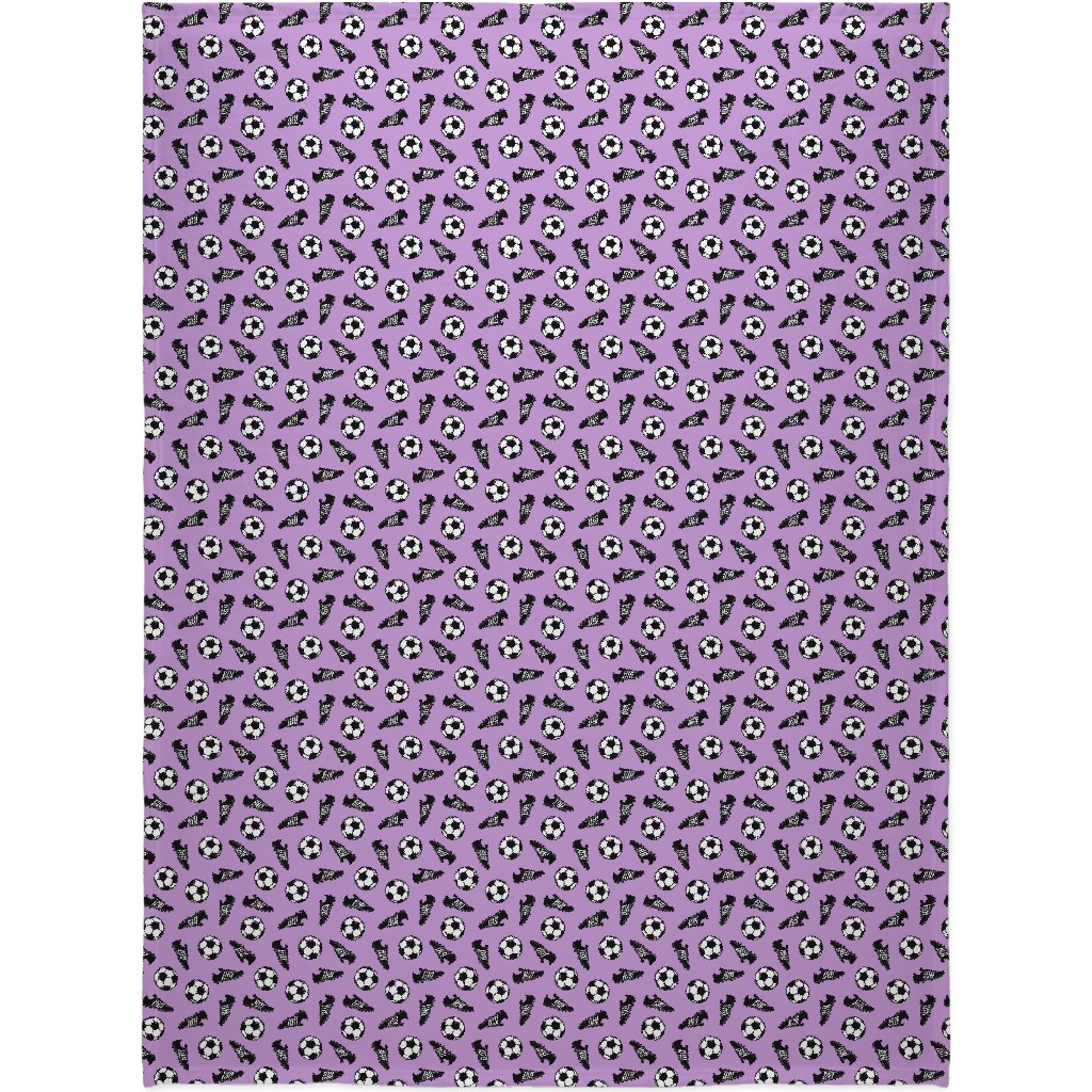 Soccer Balls and Cleats Blanket, Plush Fleece, 60x80, Purple
