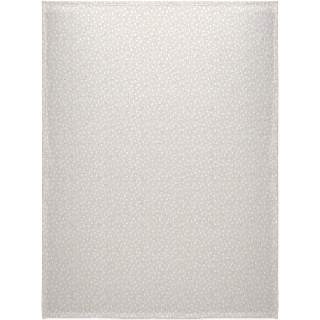 White Speckle Dot on Textured Oatmeal Blanket, Plush Fleece, 60x80, Beige, Pearl