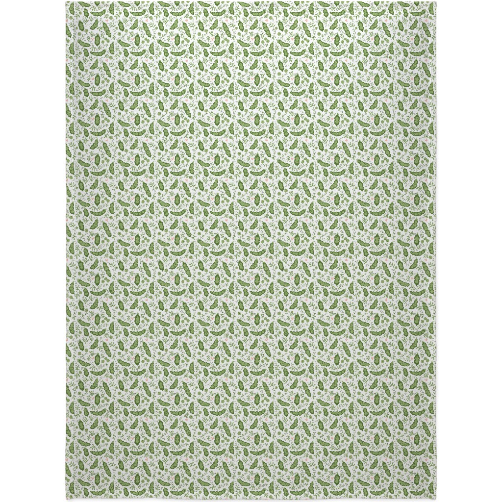 Cute Peas - Green Blanket, Plush Fleece, 60x80, Green, Classic Green