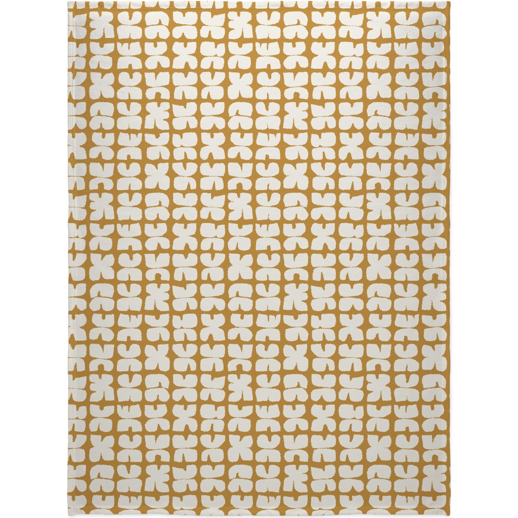 Xpot Block Print - Yellow and Cream Blanket, Plush Fleece, 60x80, Yellow