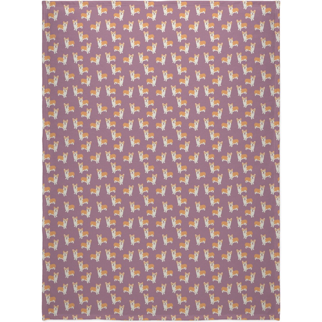 Corgi Blanket, Sherpa, 60x80, Purple