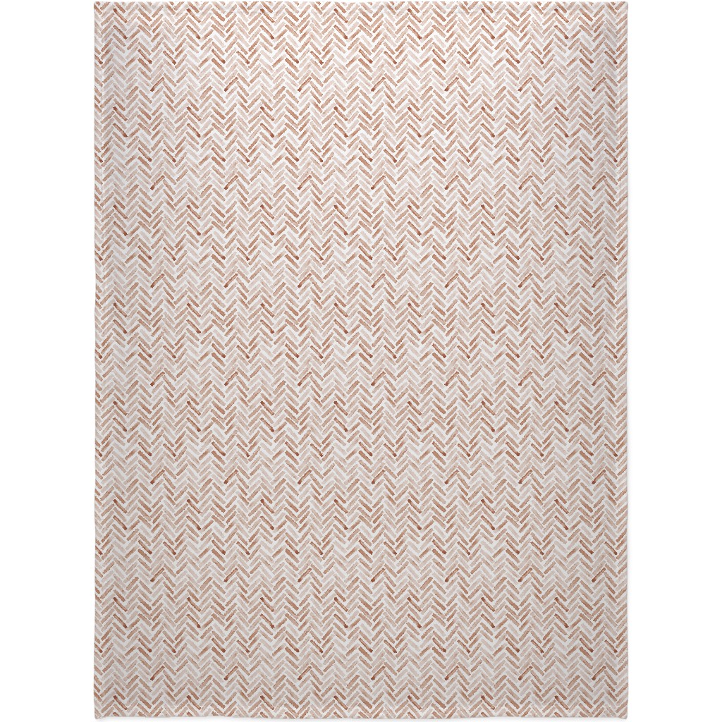 Painted Chevron Herringbone Blanket, Sherpa, 60x80, Brown, Desert Rose