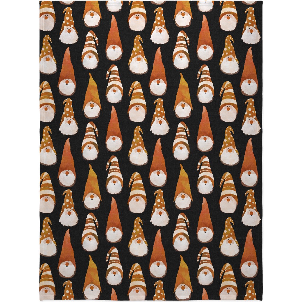 Fall Gnomes - Grey Blanket, Sherpa, 60x80, Orange, Orange