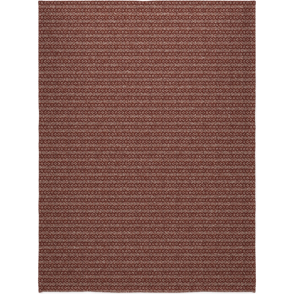 Diamond Fall Mud Cloth - Rust Blanket, Sherpa, 60x80, Red