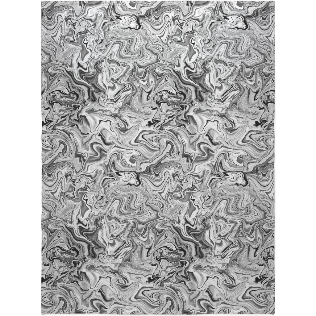 Love Spell Marble - Black and White Blanket, Sherpa, 60x80, Gray, Gray