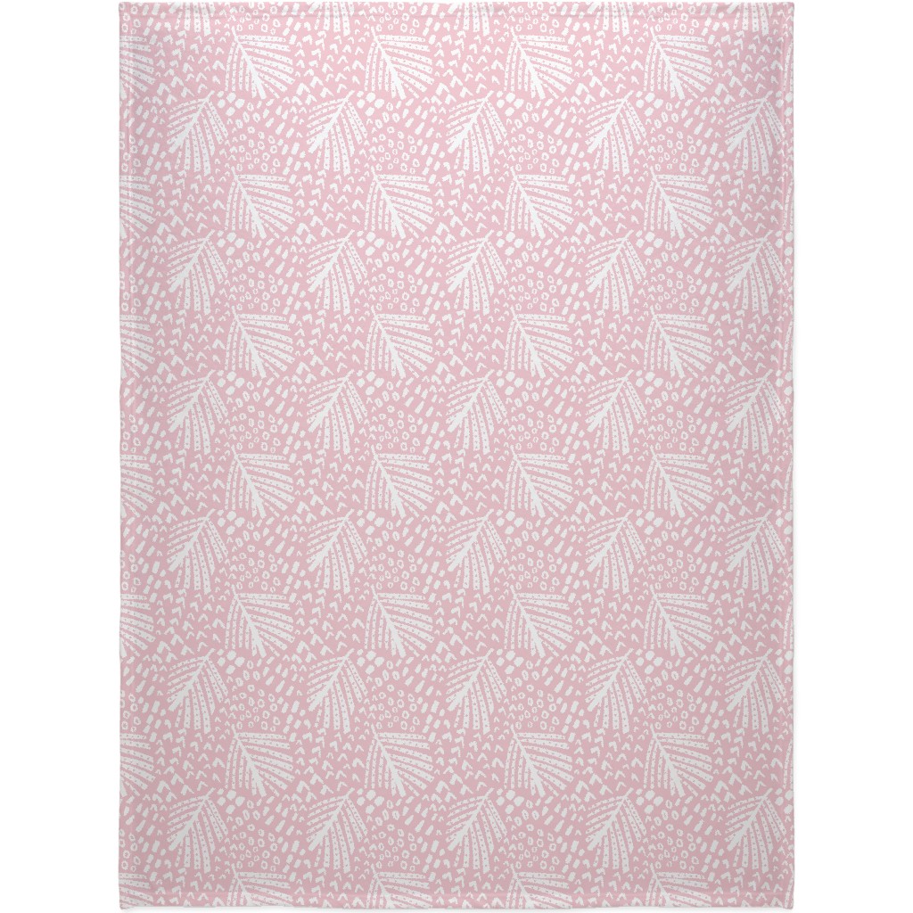 Palm Leaves Blanket, Sherpa, 60x80, Pink