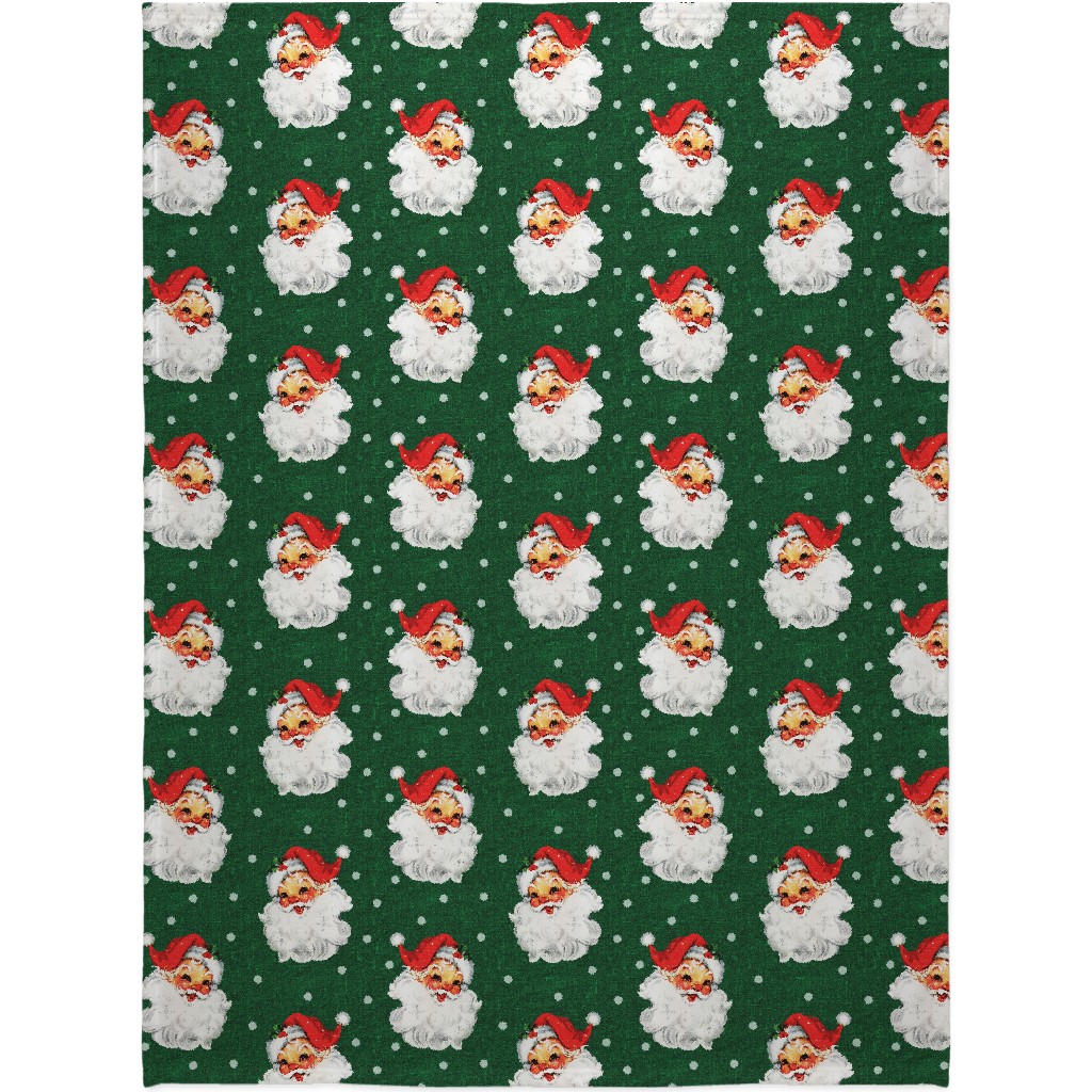 Jolly Retro Santa Blanket, Sherpa, 60x80, Multicolor, Seaweed