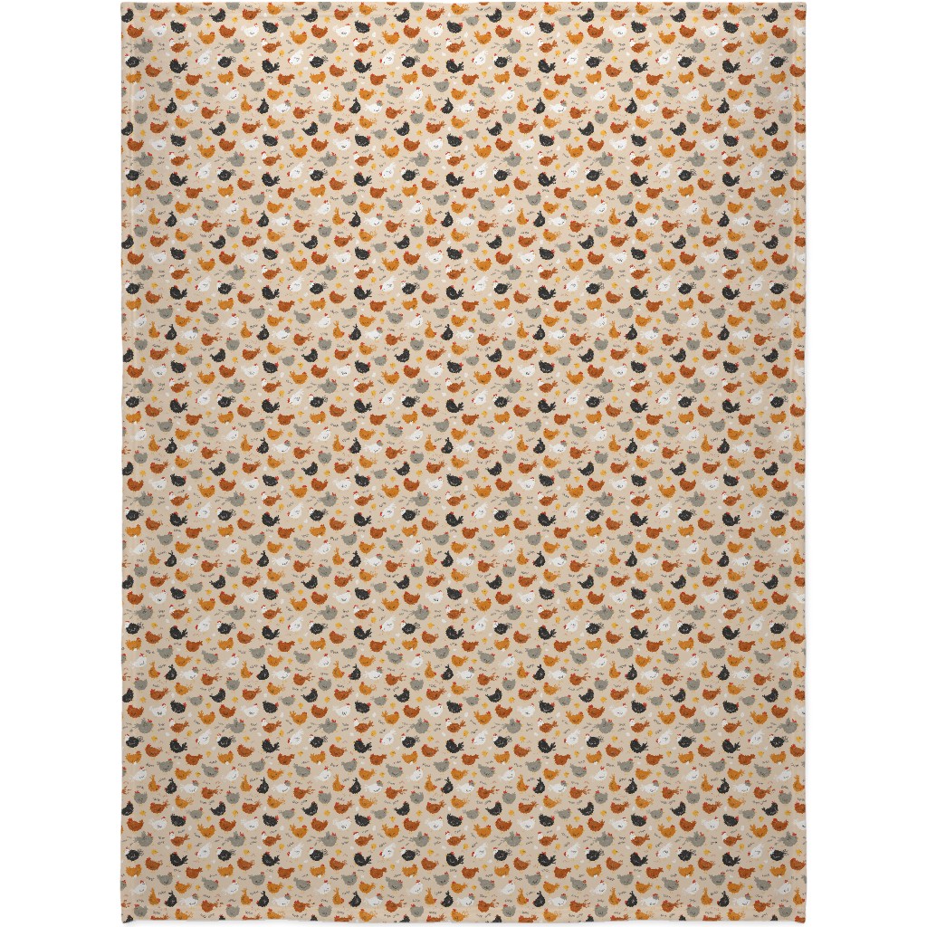 Hens - Brown Blanket, Sherpa, 60x80, Beige, Pearl