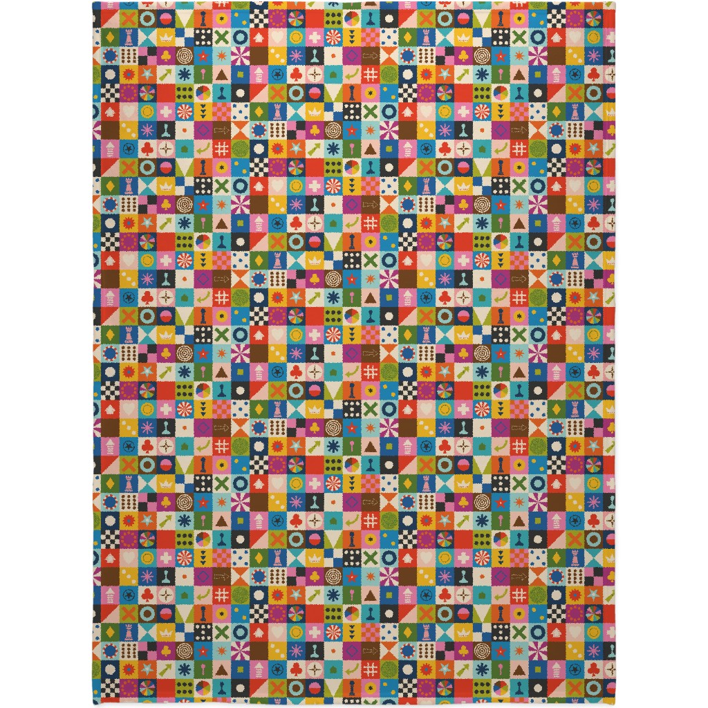 Game Cupboard Blanket, Sherpa, 60x80, Multicolor