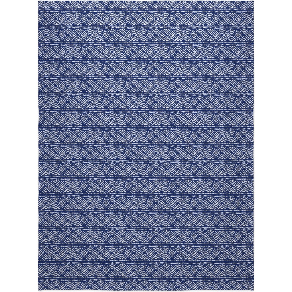Abstract Diamonds - Navy Blanket, Sherpa, 60x80, Blue