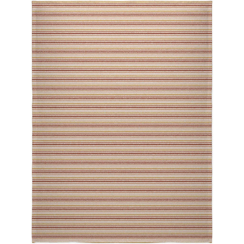 Retro Stripes - Pink on Faux Linen Blanket, Sherpa, 60x80, Pink