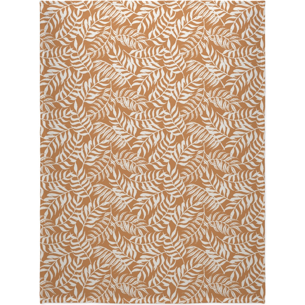 Moving Palms Blanket, Sherpa, 60x80, Orange, Pueblo