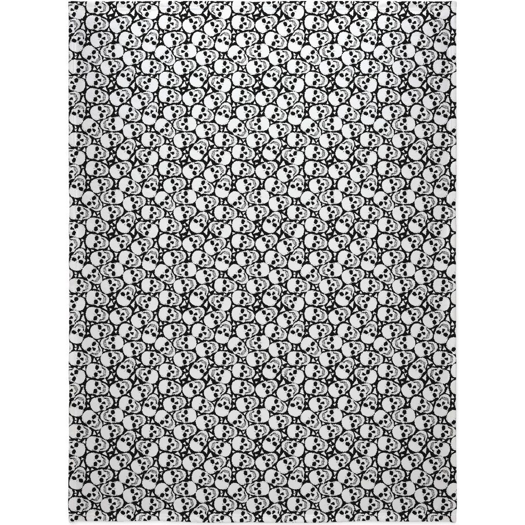 Skulls With Triangles - Black and White Blanket, Sherpa, 60x80, White