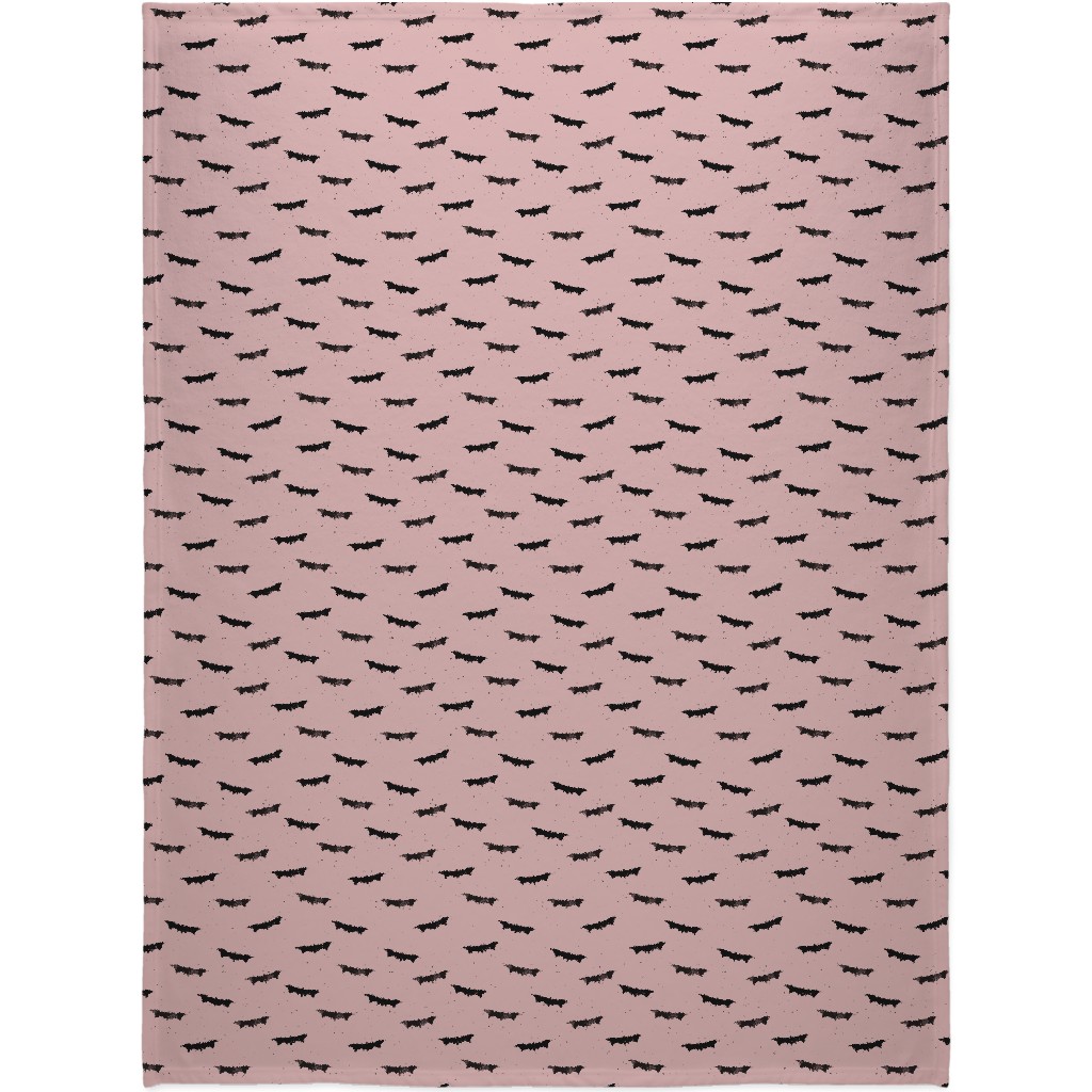 Grungy Bats and Speckles - Pink Blanket, Sherpa, 60x80, Pink, Bright Pink