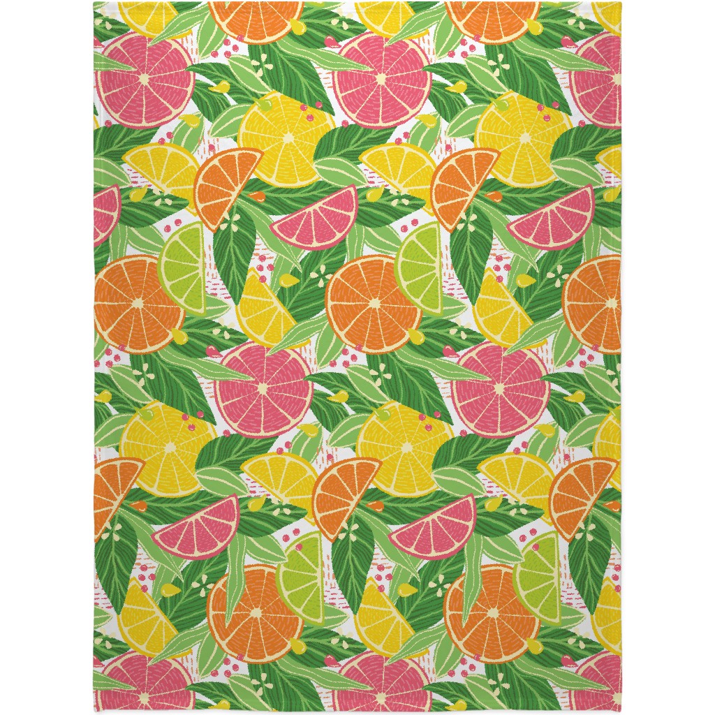 Tropical Summer Citrus Fruit Slices - Multi Blanket, Sherpa, 60x80, Multicolor