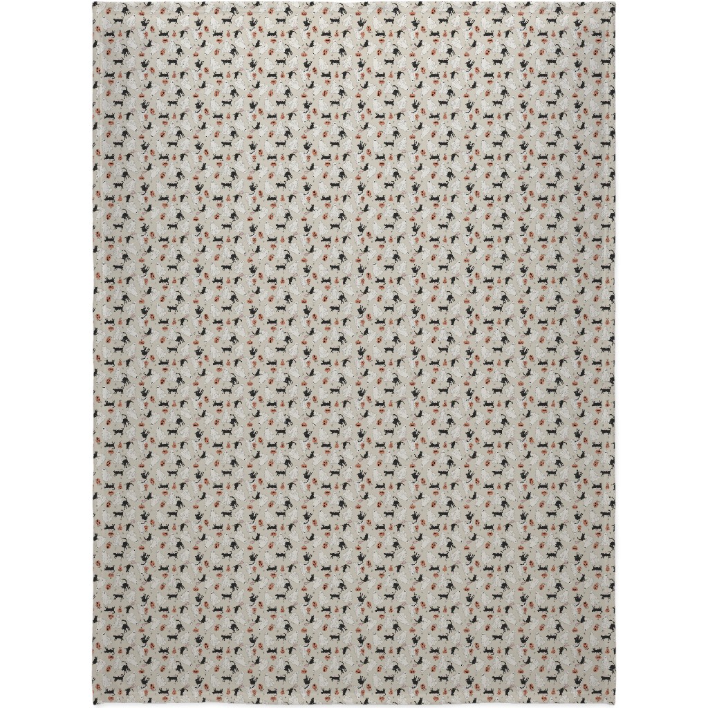 Spooky Halloween Blanket, Sherpa, 60x80, Beige
