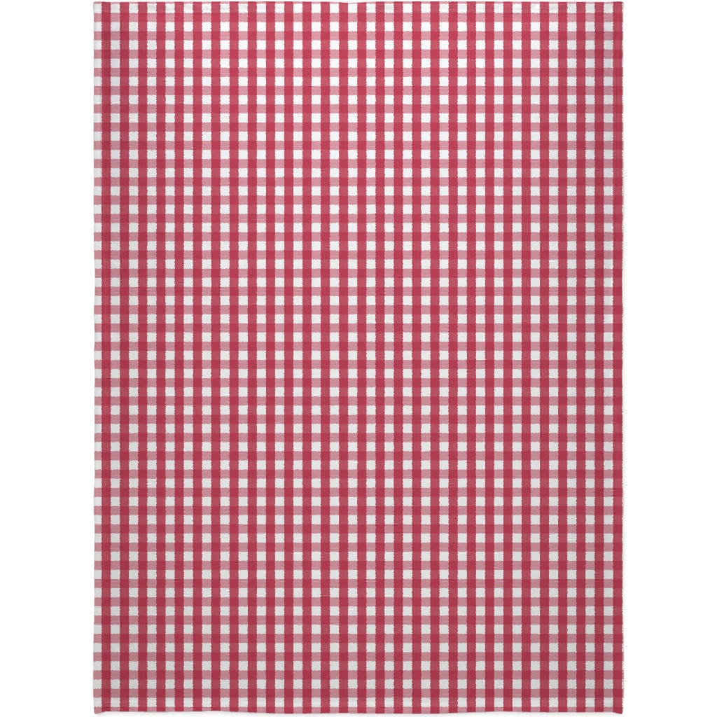 Check Red on White Blanket, Sherpa, 60x80, Red, Red