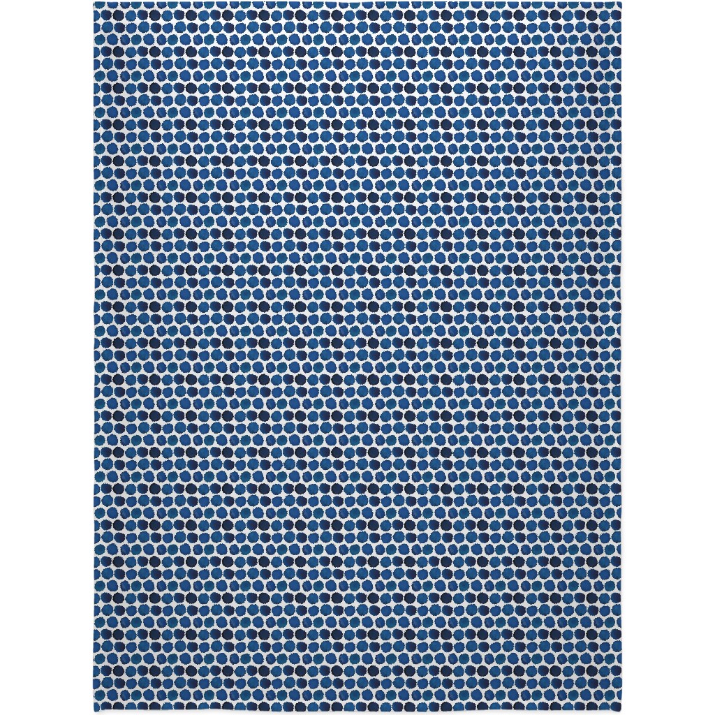Watercolor Dots - Dark Blanket, Sherpa, 60x80, Blue
