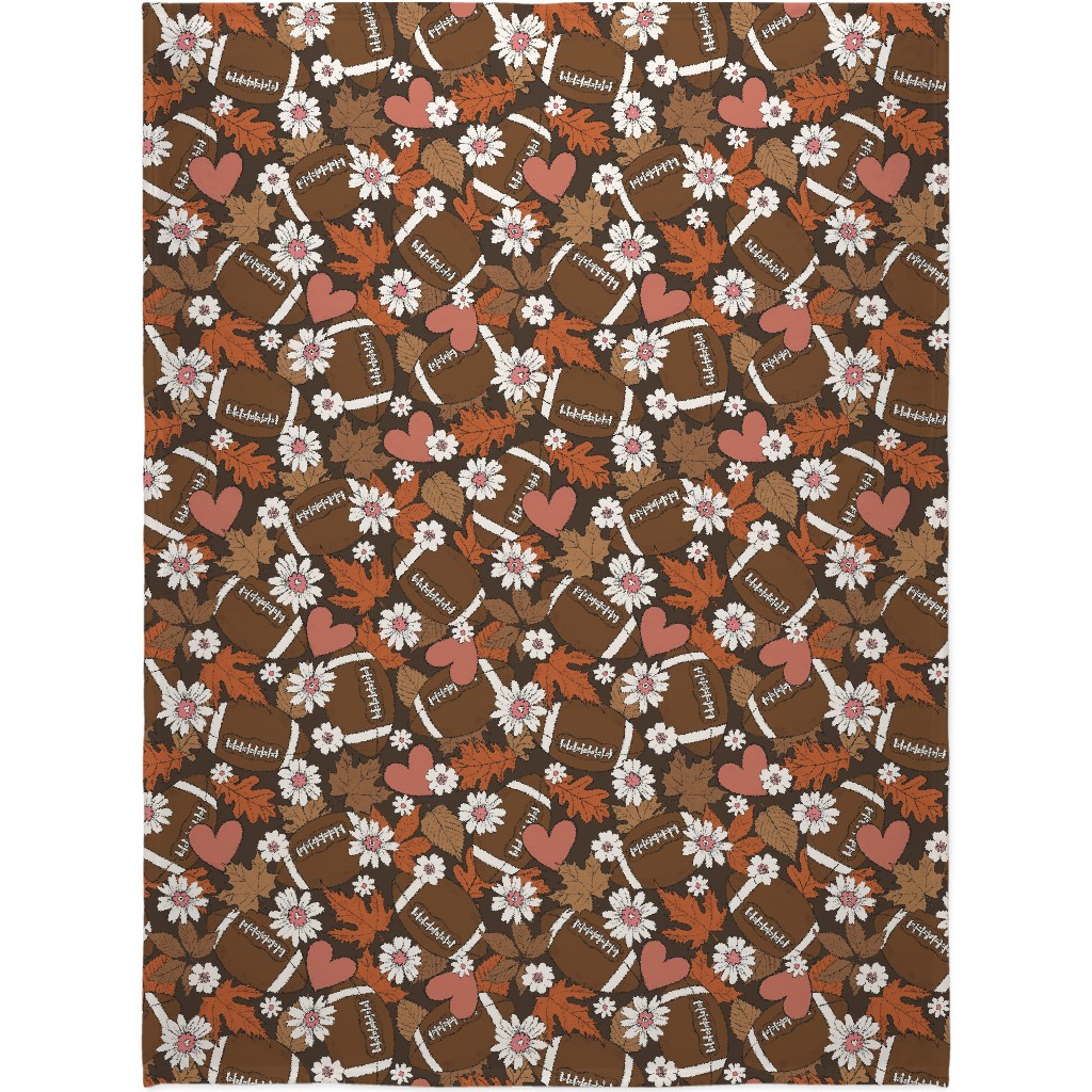 Football, Fall and Florals - Brown Blanket, Sherpa, 60x80, Brown, Brown