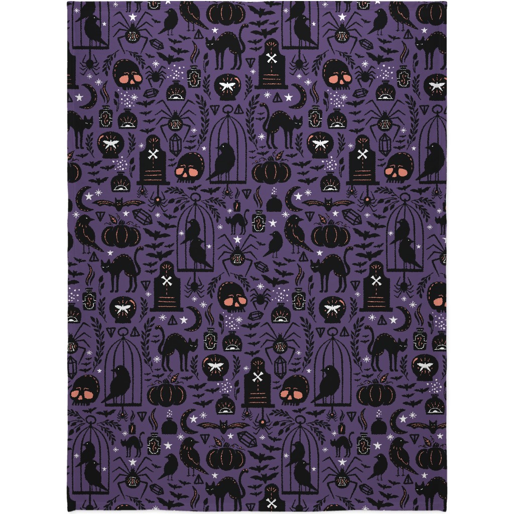 Spooky Witchcraft - Purple Blanket, Sherpa, 60x80, Purple
