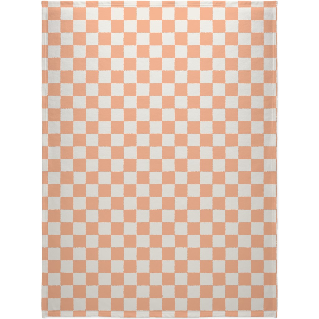 Retro Checker Checkerboard Blanket, Sherpa, 60x80, Pink, Apricot