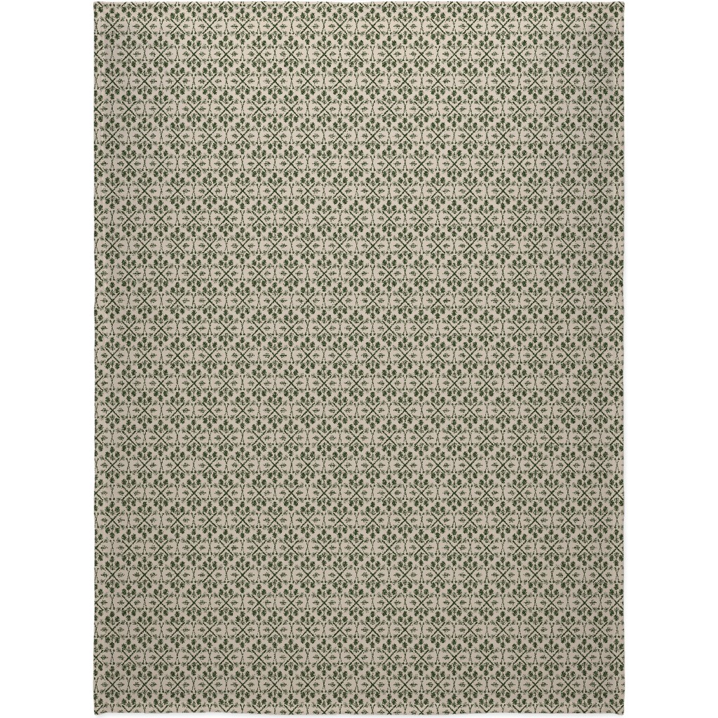 Winter Ski Season - Pine and Tan Blanket, Sherpa, 60x80, Green, Classic Green