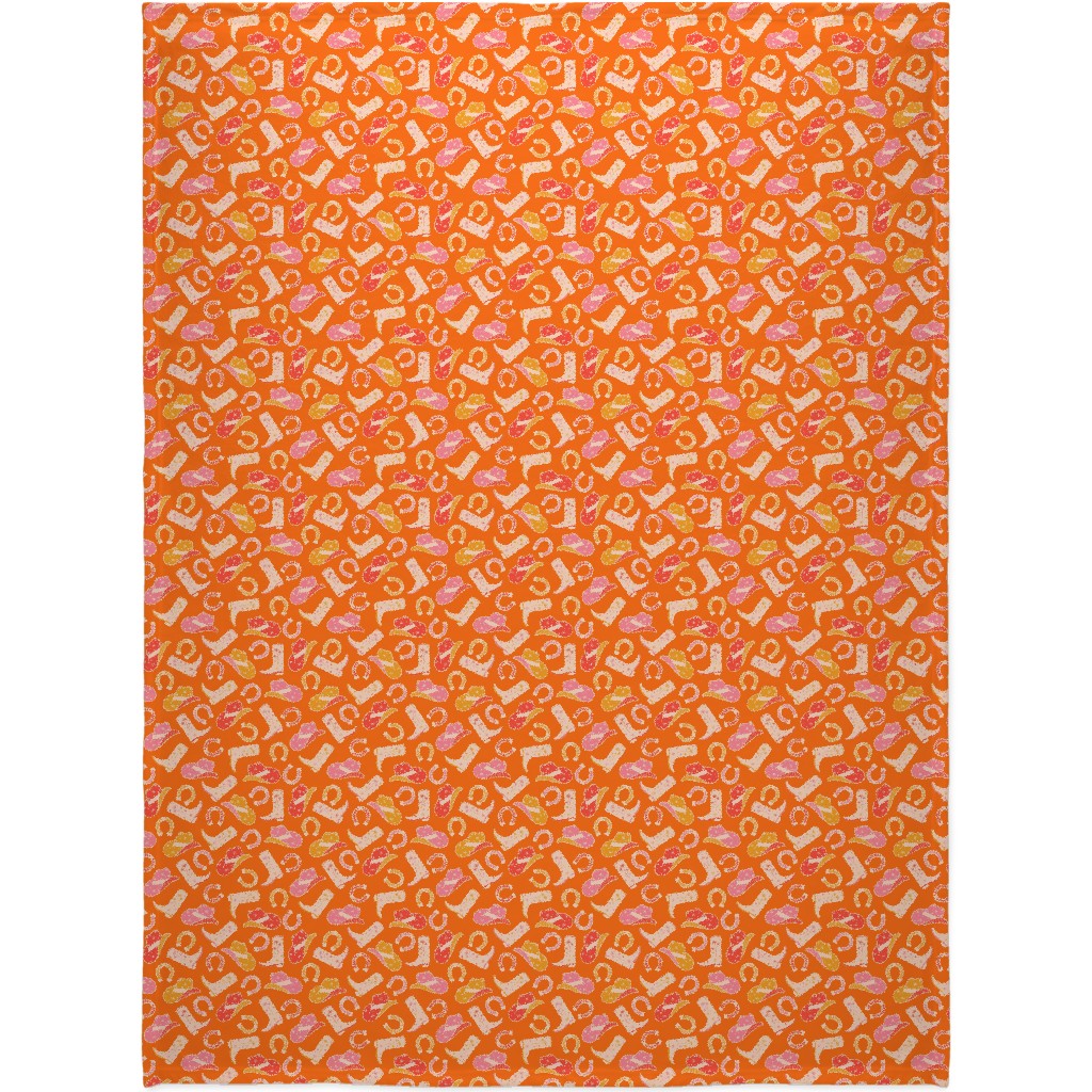 Cowgirl - Pink and Orange Blanket, Sherpa, 60x80, Orange