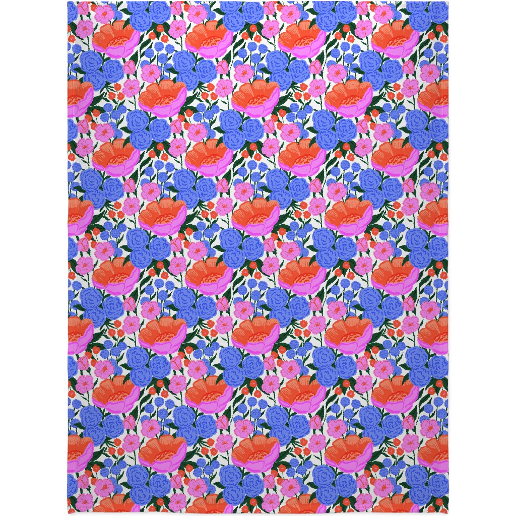 Garden Floral - Brights Blanket, Sherpa, 60x80, Multicolor