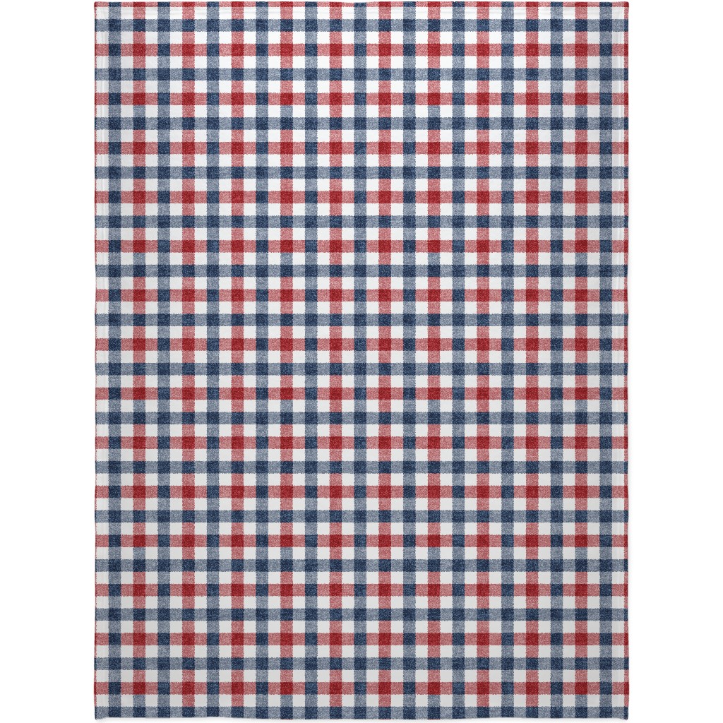 Red, White and Blue Plaid Blanket, Sherpa, 60x80, Multicolor