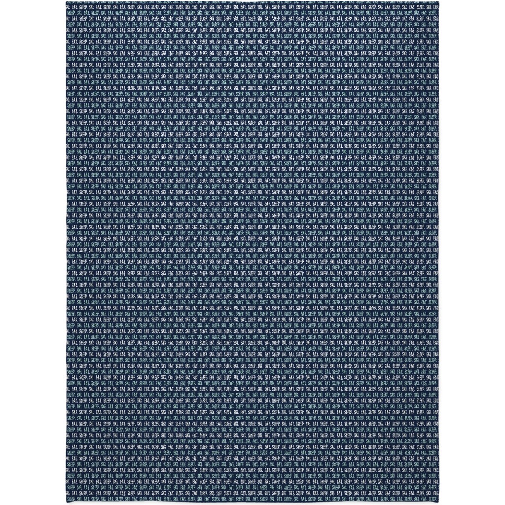 Eat Sleep Ski Blanket, Sherpa, 60x80, Blue, Navy