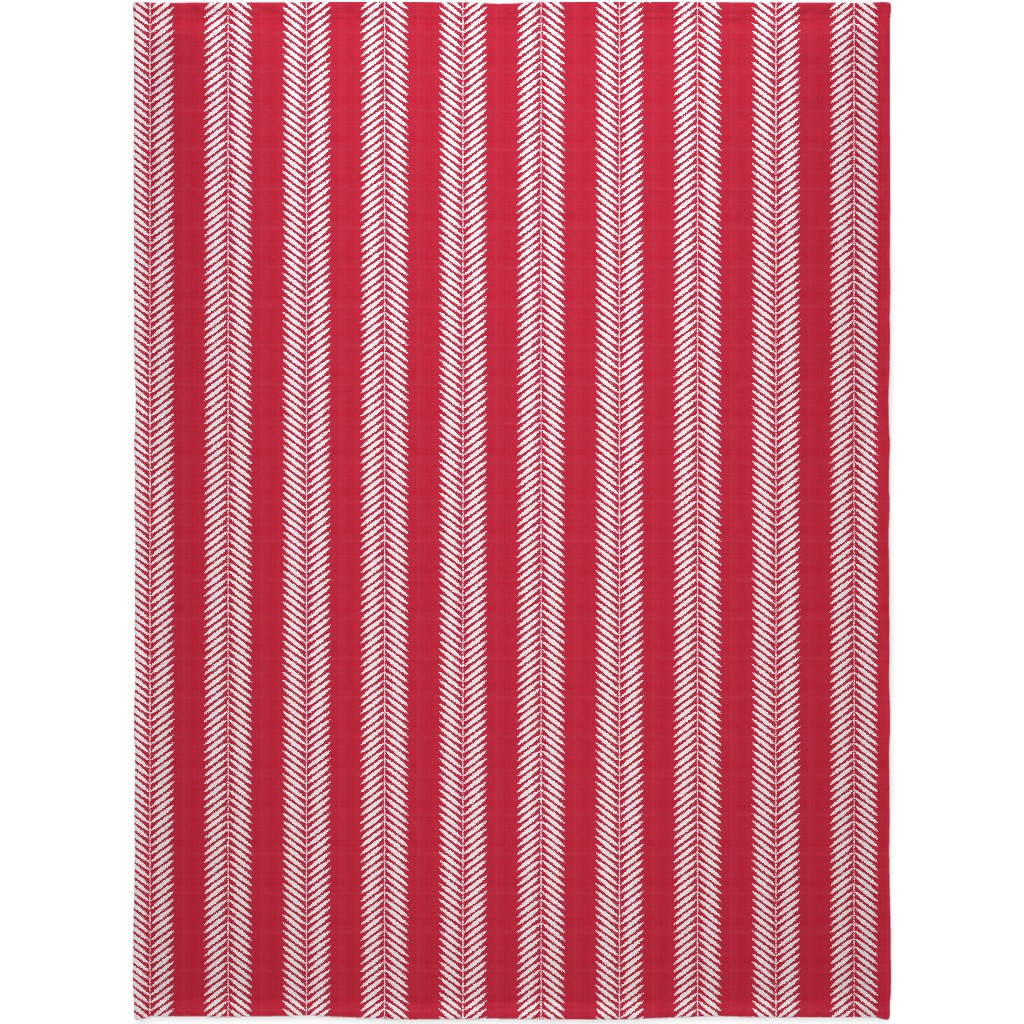 Laurel Leaf Stripe Blanket, Sherpa, 60x80, Red