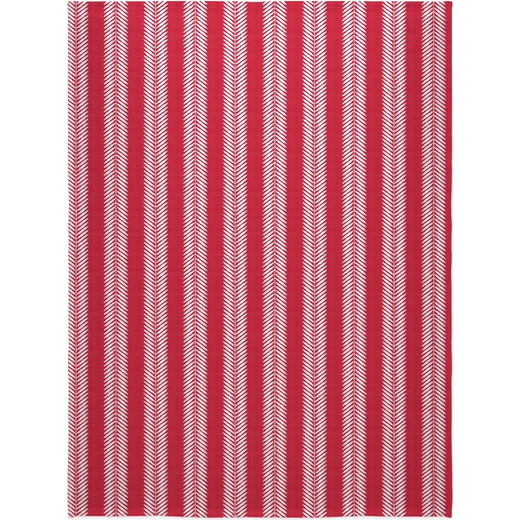 Laurel Leaf Stripe Blanket, Sherpa, 60x80, Red, Apple